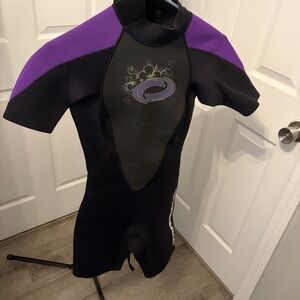 O'Rageous Women's Shorty Wetsuit 6 Black and Purple‎ Core Warmth Paddleboarding